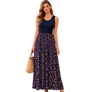 Michele Mae Sleeveless Maxi Floral‎ Bottom Made USA Cottagecore Dress